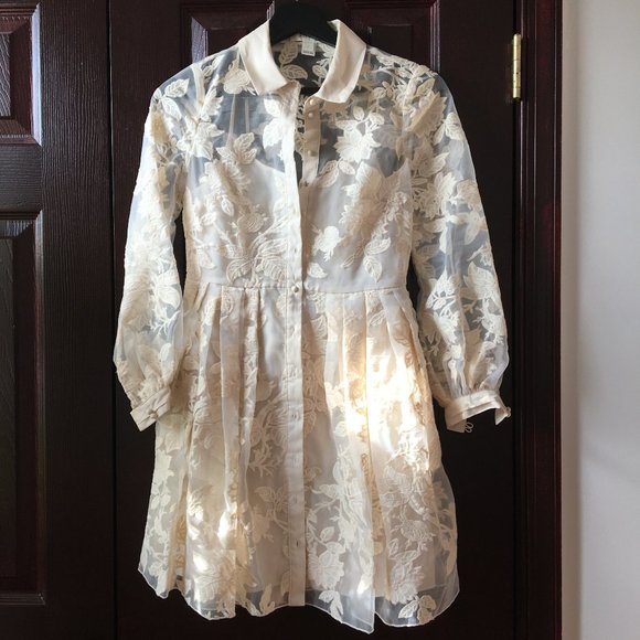 LAST CHANCE Anthropologie Clarence Lace Shirtdress 0, Like new - Picture 3 of 14